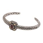 Gold-accented garnet cuff bracelet, 'My Lady in Red' - Gold-Accented Garnet Cuff Bracelet