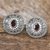 Garnet button earrings, 'Dwarf Sunflower in Red' - Garnet and Sterling Silver Button Earrings