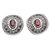 Garnet button earrings, 'Dwarf Sunflower in Red' - Garnet and Sterling Silver Button Earrings