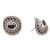 Garnet button earrings, 'Dwarf Sunflower in Red' - Garnet and Sterling Silver Button Earrings