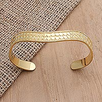 Gold-plated bangle bracelet, 'Golden Snake'