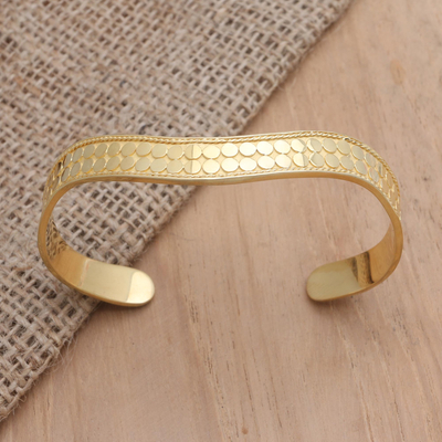 Gold-plated bangle bracelet, 'Golden Snake' - Handmade Gold-Plated Bangle Bracelet from Bali