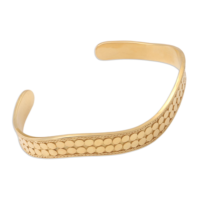 Gold-plated bangle bracelet, 'Golden Snake' - Handmade Gold-Plated Bangle Bracelet from Bali