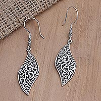 Sterling silver dangle earrings, 'Anywhere, Anytime' - Handcrafted Sterling Silver Dangle Earrings