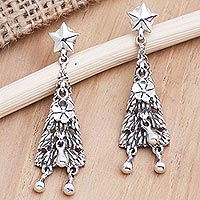 Sterling silver dangle earrings, 'Holiday Tree' - Sterling Silver Christmas Tree Dangle Earrings