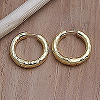 Gold-plated hoop earrings, 'Run Around in Gold'