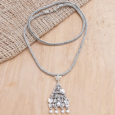 collar con colgante de perlas cultivadas - collar con colgante de árbol de navidad de perlas cultivadas