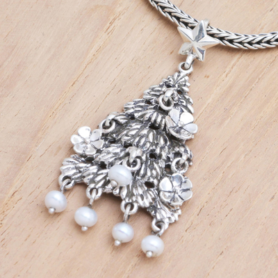 collar con colgante de perlas cultivadas - collar con colgante de árbol de navidad de perlas cultivadas