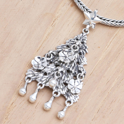 Sterling silver pendant necklace, 'Holiday Tree' - Sterling Silver Christmas Tree Pendant Necklace