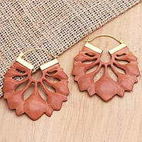 Featured review for Gold-accented wood hoop earrings, Autumnal Woman 
