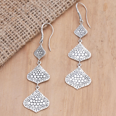 Sterling silver dangle earrings, 'Ageless Beauty' - Handmade Balinese Sterling Silver Dangle Earrings