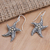 Gold-accented sterling silver dangle earrings, 'Star of My Heart' - Gold-Accented Starfish Dangle Earrings (image 2b) thumbail