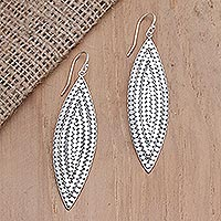 Sterling silver dangle earrings, 'Queen's Gaze' - Hand Crafted Sterling Silver Dangle Earrings