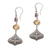 Gold-accented citrine and garnet dangle earrings, 'Brahman Lotus' - Gold-Accented Citrine and Garnet Dangle Earrings