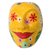 Wood mask, 'Floral Yellow' - Yellow Albesia Wood Wall Mask from Bali