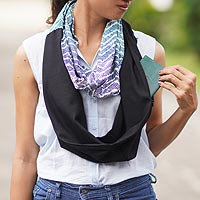 Cotton blend batik infinity scarf, 'Modern Zigzag' - Cotton Blend Batik Infinity Scarf