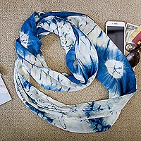 Rayon batik infinity scarf, 'Light My Way' - Tie-Dye Rayon Infinity Scarf from Java