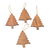 Wood ornaments, 'Simple Evergreens' (set of 4) - Hand Carved Tree-Shaped Wood Ornaments (Set of 4) thumbail