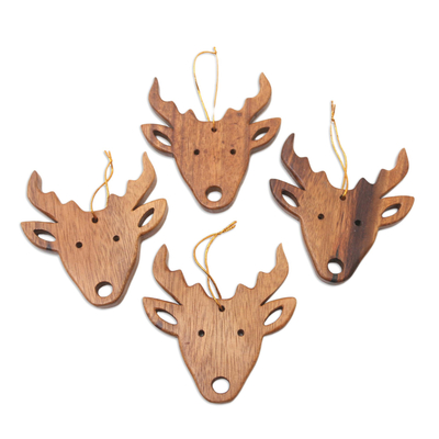 Artisan Crafted Reindeer Ornaments (Set of 4)