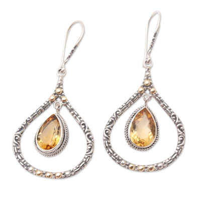 Gold-Accented Citrine Dangle Earrings