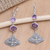 Gold-accented amethyst dangle earrings, 'Lotus Kiss in Purple' - Gold-Accented Amethyst Dangle Earrings