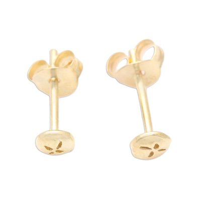 Gold-plated stud earrings, 'Sublime Gold' - Hand Made Gold-Plated Stud Earrings