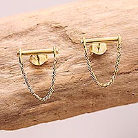 Gold-plated stud earrings, 'Chain Letter' - Gold-Plated Sterling Silver Stud Earrings