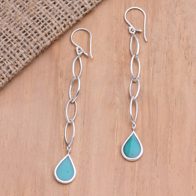 Sterling silver dangle earrings, 'Fresh Air' - Sterling Silver and Resin Dangle Earrings