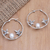 Cultured pearl hoop earrings, 'From Above in Peach' - Balinese Dove-Themed Cultured Pearl Hoop Earrings (image 2) thumbail