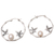 Cultured pearl hoop earrings, 'From Above in Peach' - Balinese Dove-Themed Cultured Pearl Hoop Earrings thumbail