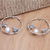 Cultured pearl hoop earrings, 'From Above in Peach' - Balinese Dove-Themed Cultured Pearl Hoop Earrings (image 2b) thumbail