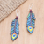 Garnet and amethyst dangle earrings, 'Krishna Feathers' - Hand-Painted Garnet and Amethyst Dangle Earrings thumbail