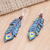 Garnet and amethyst dangle earrings, 'Krishna Feathers' - Hand-Painted Garnet and Amethyst Dangle Earrings (image 2b) thumbail
