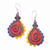 Garnet and amethyst dangle earrings, 'Undersea Paradise' - Handmade Garnet and Amethyst Dangle Earrings thumbail