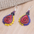 Garnet and amethyst dangle earrings, 'Undersea Paradise' - Handmade Garnet and Amethyst Dangle Earrings (image 2b) thumbail
