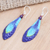 Garnet and amethyst dangle earrings, 'Deep Ocean Blue' - Hand Crafted Garnet and Amethyst Dangle Earrings (image 2b) thumbail