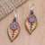 Amethyst and garnet dangle earrings, 'Marine Park' - Hand-Painted Amethyst and Garnet Dangle Earrings (image 2) thumbail