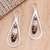 Garnet dangle earrings, 'Fine Feathers' - Hand-Painted Garnet Dangle Earrings (image 2) thumbail