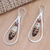 Garnet dangle earrings, 'Fine Feathers' - Hand-Painted Garnet Dangle Earrings (image 2b) thumbail