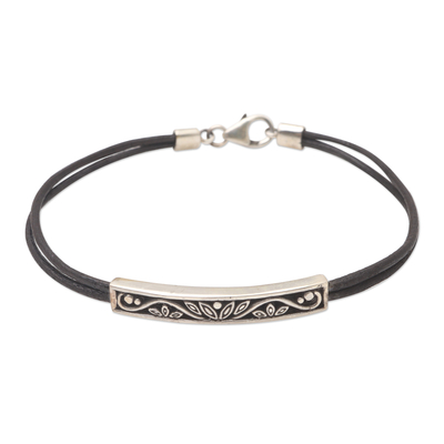 Leather Bracelet with Sterling Silver Pendant