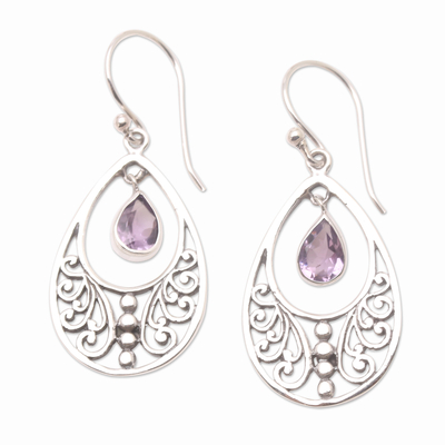 Handmade Amethyst and Sterling Silver Dangle Earring