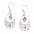 Amethyst dangle earrings, 'Smooth Talk' - Handmade Amethyst and Sterling Silver Dangle Earring thumbail