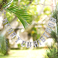 Aluminum garland, 'Merry Christmas' - Handcrafted Holiday Garland from Indonesia