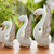 Wood statuettes, 'Graceful Trio' (set of 3) - Crackled Finish Swan Statuettes from Bali (Set of 3)