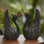 Albesia wood statuettes, 'Dark Wings' (pair) - Hand Carved Albesia Wood Swan Statuettes (Pair) thumbail