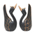 Albesia wood statuettes, 'Dark Wings' (pair) - Hand Carved Albesia Wood Swan Statuettes (Pair) (image 2a) thumbail