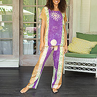 Featured review for Hand-stamped batik rayon pajama set, Spring Sunrise