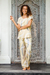 Hand-painted batik rayon pajama set, 'Kick Back' - Hand-Painted Batik Rayon Pajama Set (image 2) thumbail