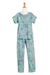Batik-Pyjama-Set - Handgestempeltes Pyjama-Set mit Gartenmotiv