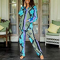 Featured review for Hand-painted batik rayon pajama set, Modern Era